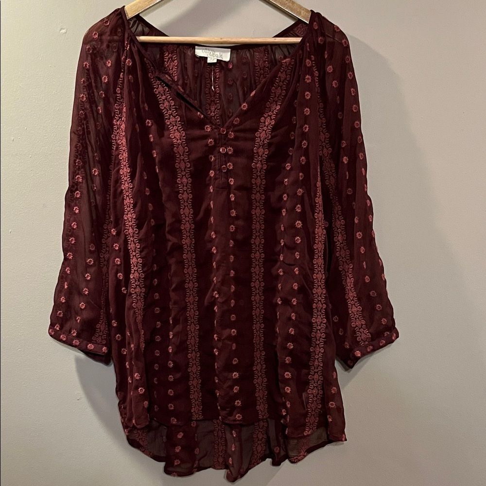 Olive & Oak Sheer Patterned Blouse